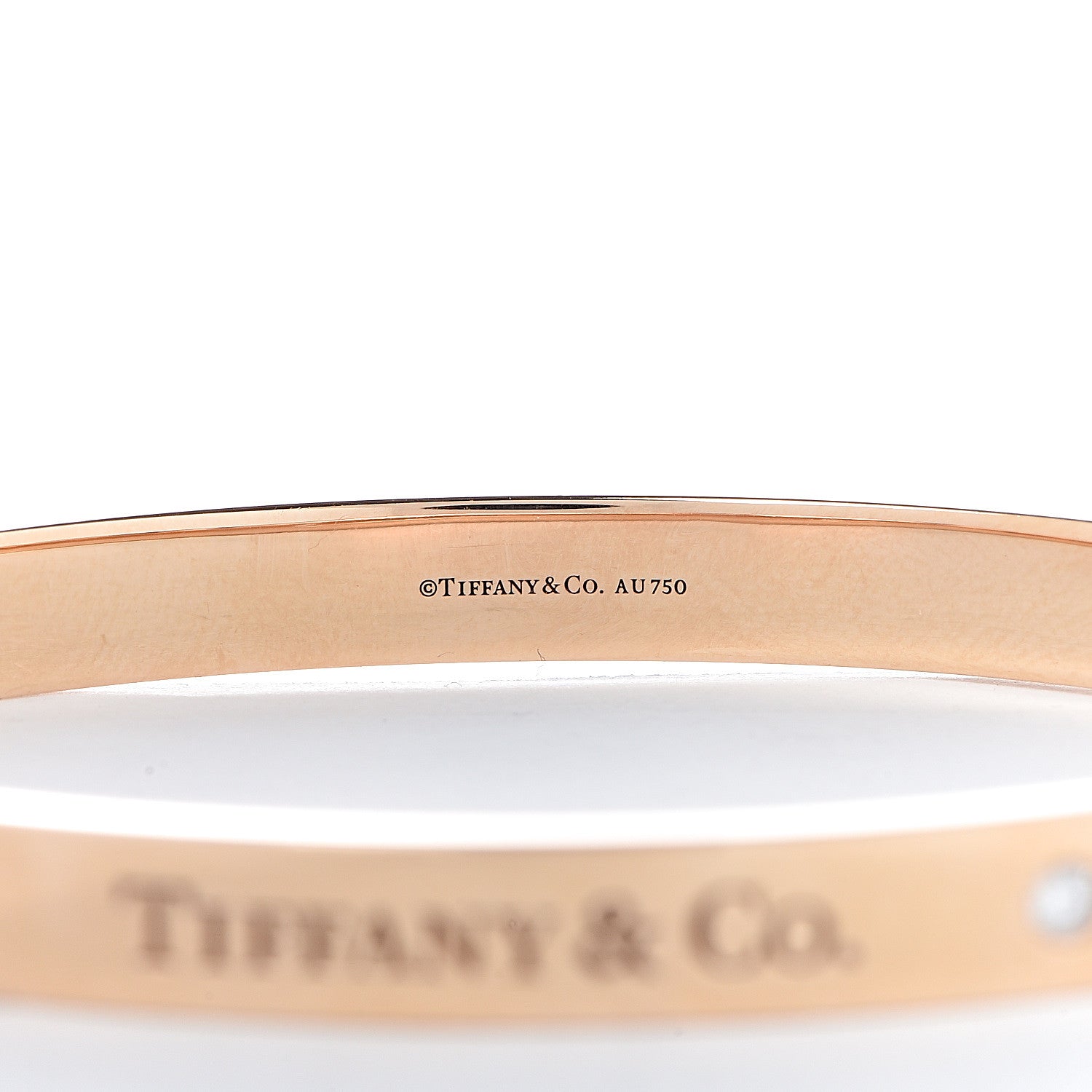 Tiffany 18K Rose Gold Diamond Hinged Bangle Bracelet 4 of 4