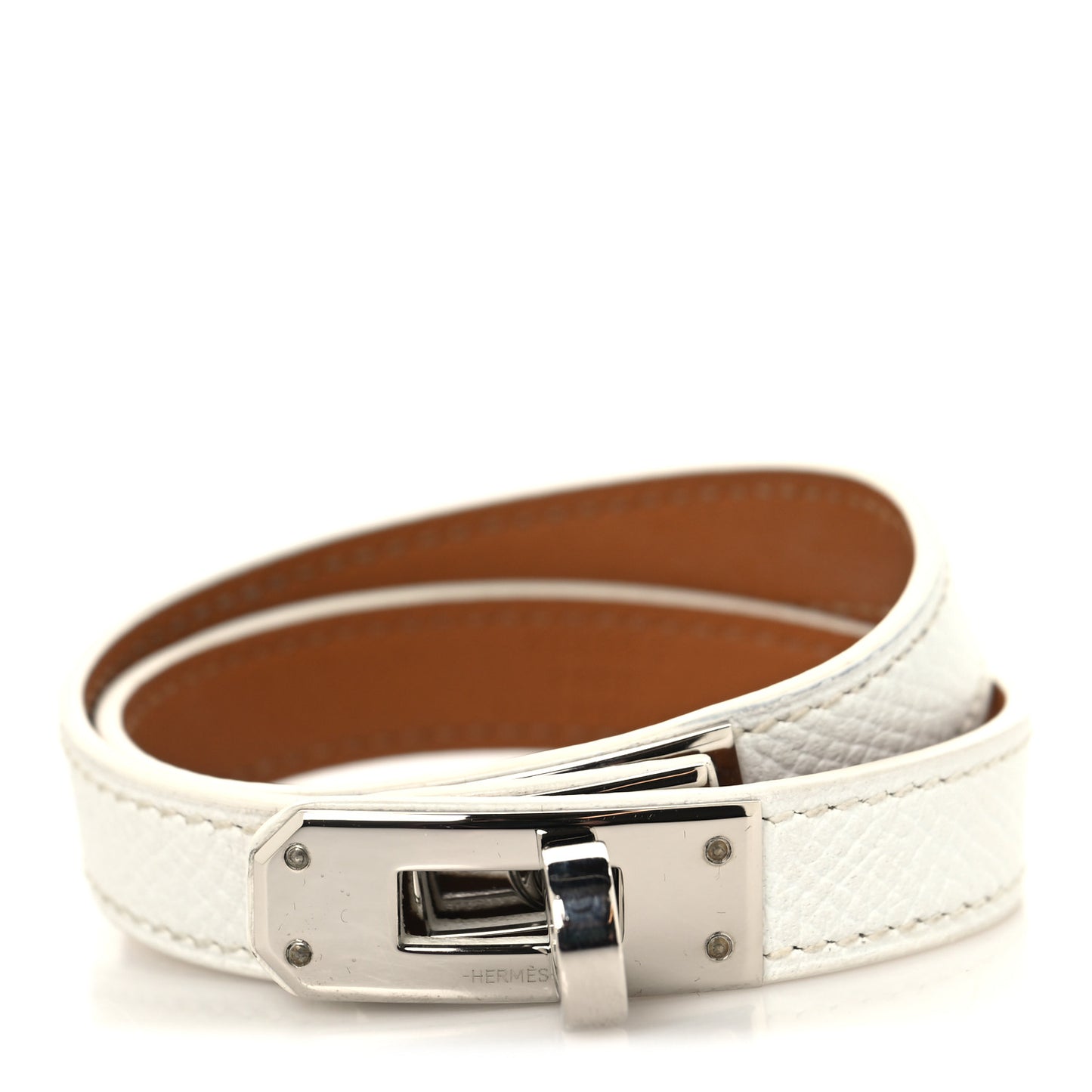 Epsom Kelly Double Tour Bracelet M White