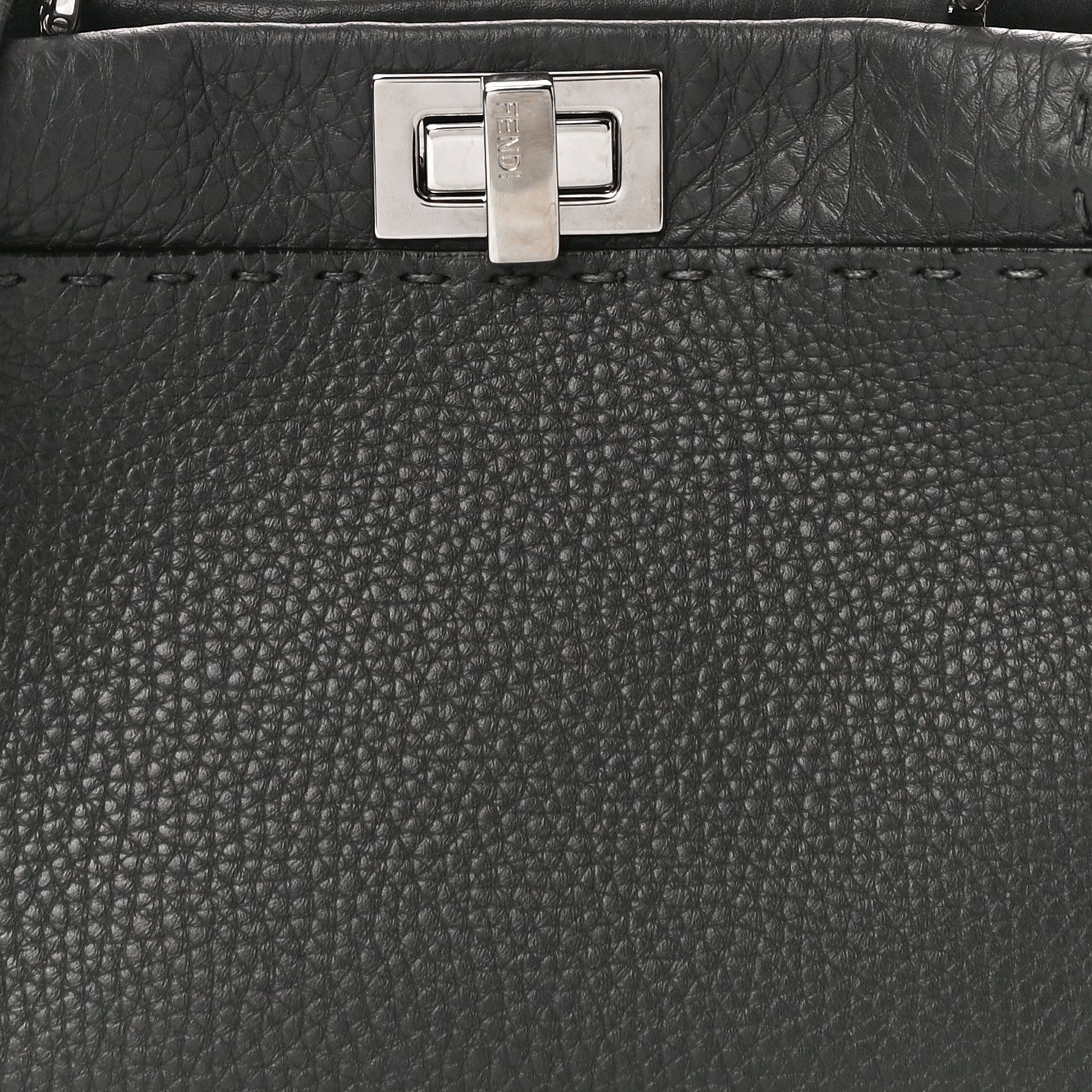 Fendi Cuoio Romano Selleria Bi-Color Mini Peekaboo Iconic Satchel Asfalto Latte 8 of 10