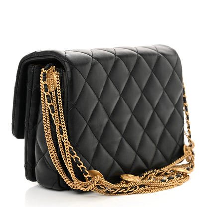 Chanel Lambskin Quilted Mini Medallion Multi Chain Flap Black 3 of 11