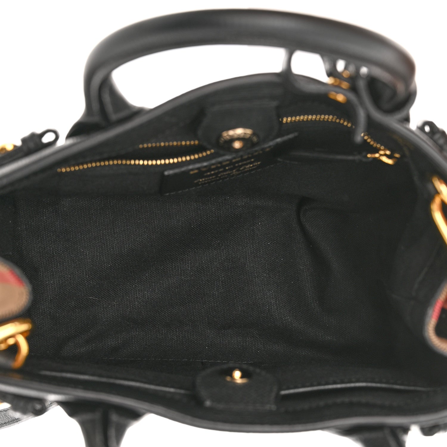 Burberry Derby Calfskin House Check Small Banner Tote Black 5 of 16