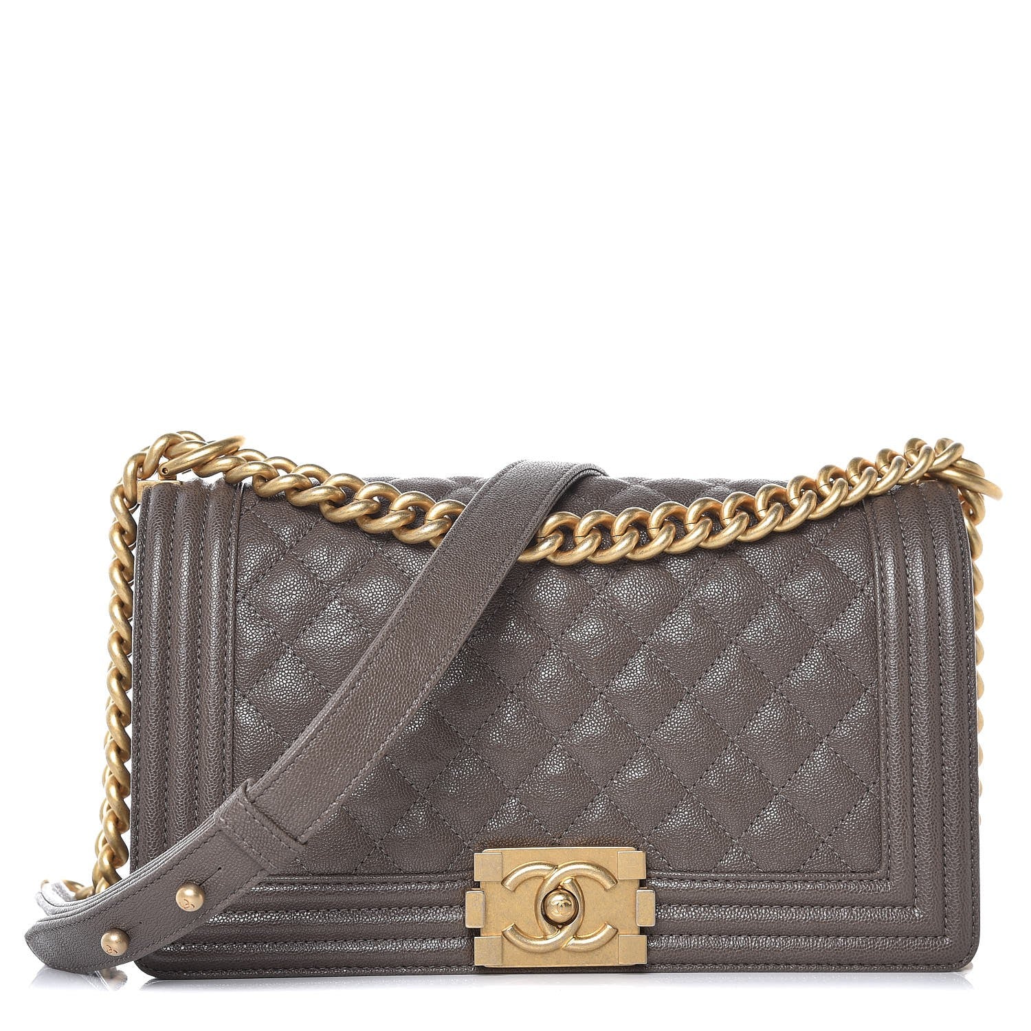 Chanel Caviar Quilted Medium Boy Flap Khaki 1 of 7