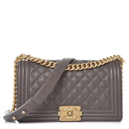 Chanel Caviar Quilted Medium Boy Flap Khaki 1 of 7
