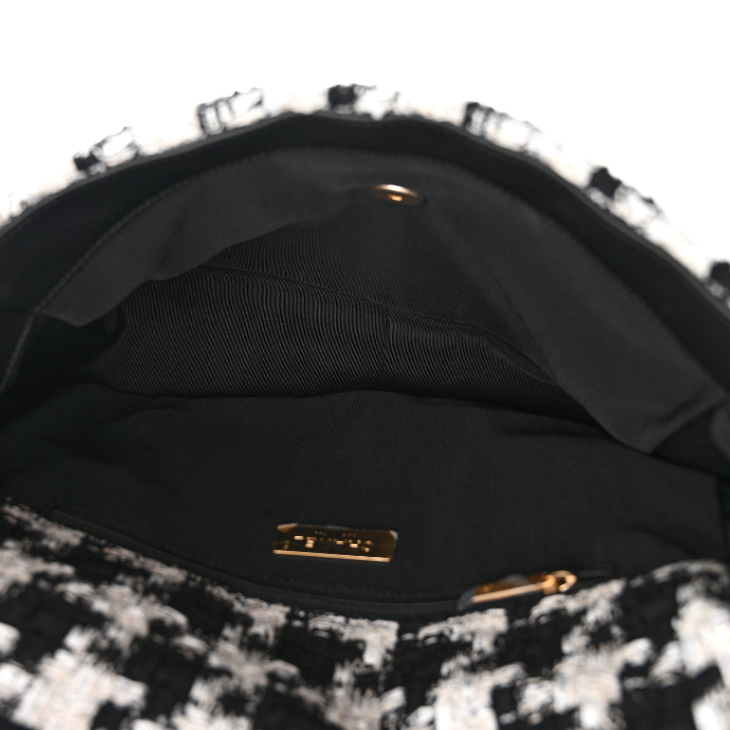 Chanel Tweed Quilted Large Chanel 19 Flap Black Ecru White 5 of 11