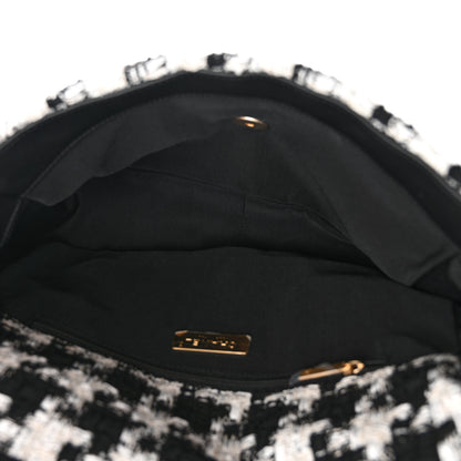 Chanel Tweed Quilted Large Chanel 19 Flap Black Ecru White 5 of 11