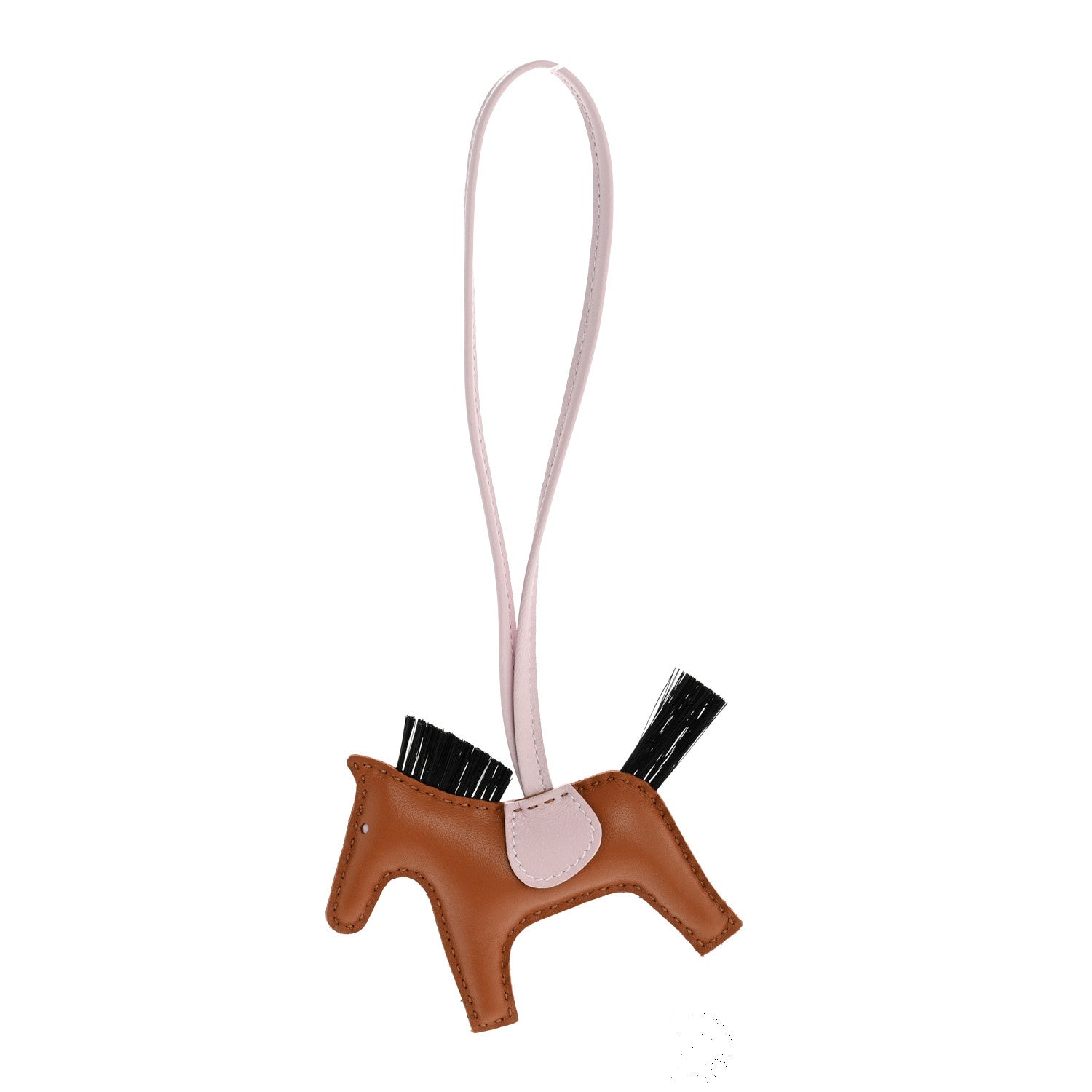 Hermes Milo Lambskin Horse Hair Grigri Rodeo Horse Bag Charm PM Gold Mauve Pale Black 1 of 5