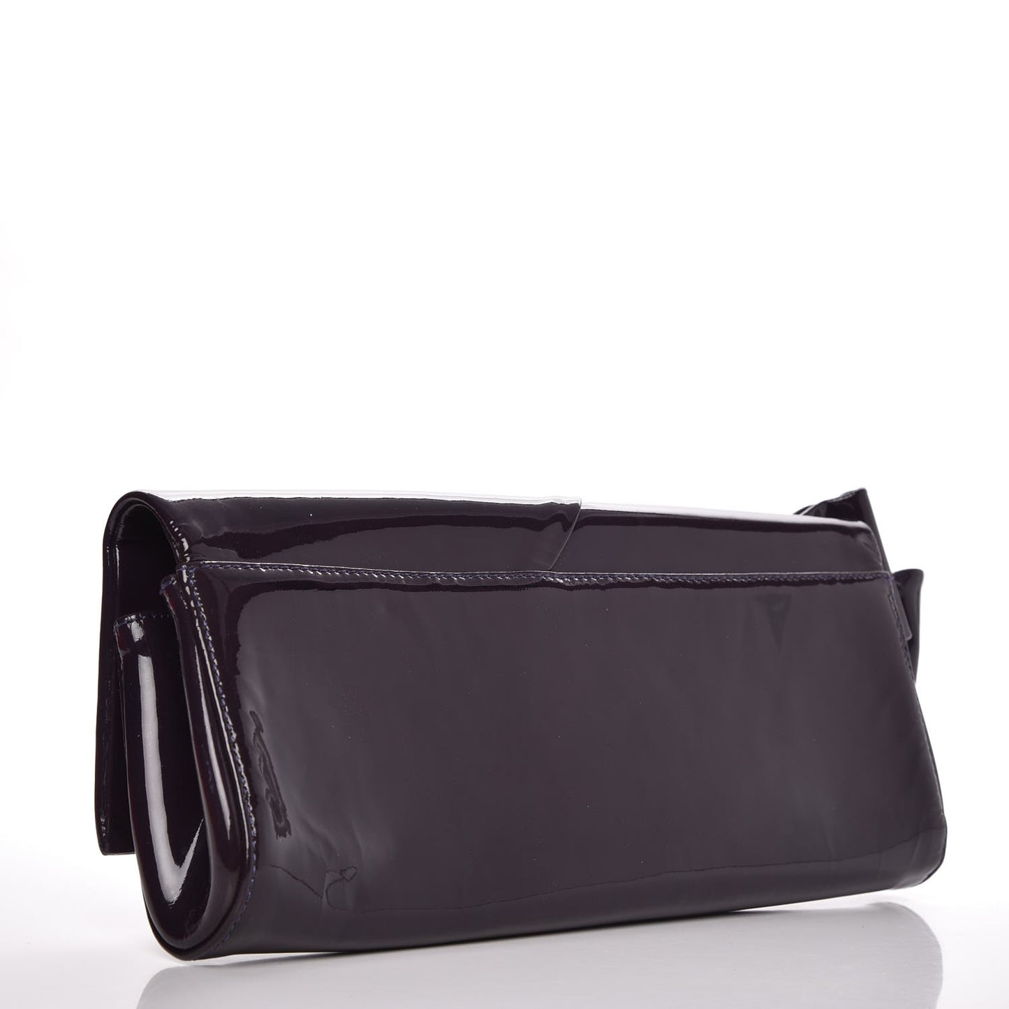 Patent Calfskin Aionoeud Bow Clutch Purple