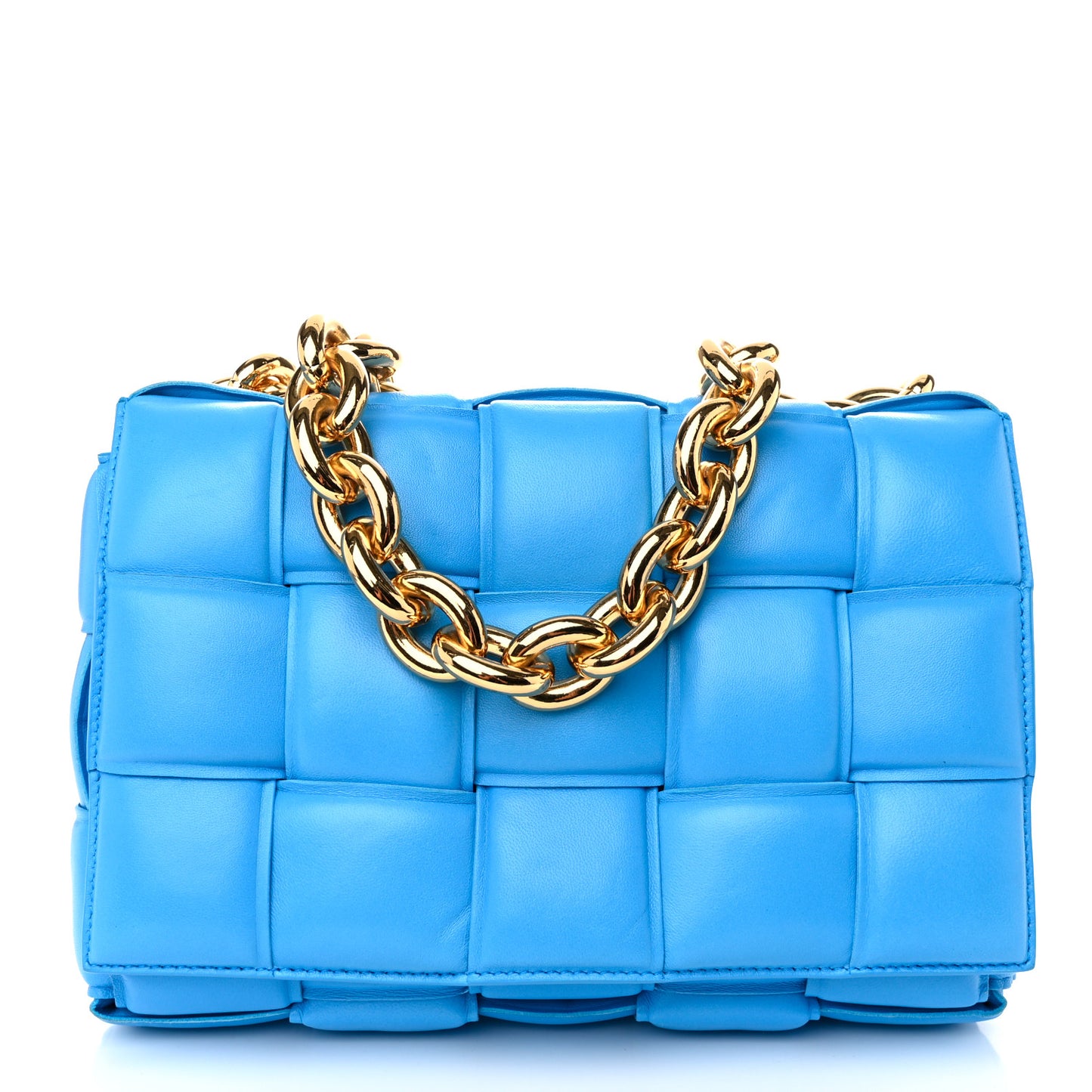 Lambskin Maxi Intrecciato Padded Chain Cassette Crossbody Bag Swimming Pool