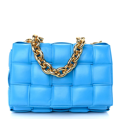 Bottega Veneta Lambskin Maxi Intrecciato Padded Chain Cassette Crossbody Bag Swimming Pool 1 of 9