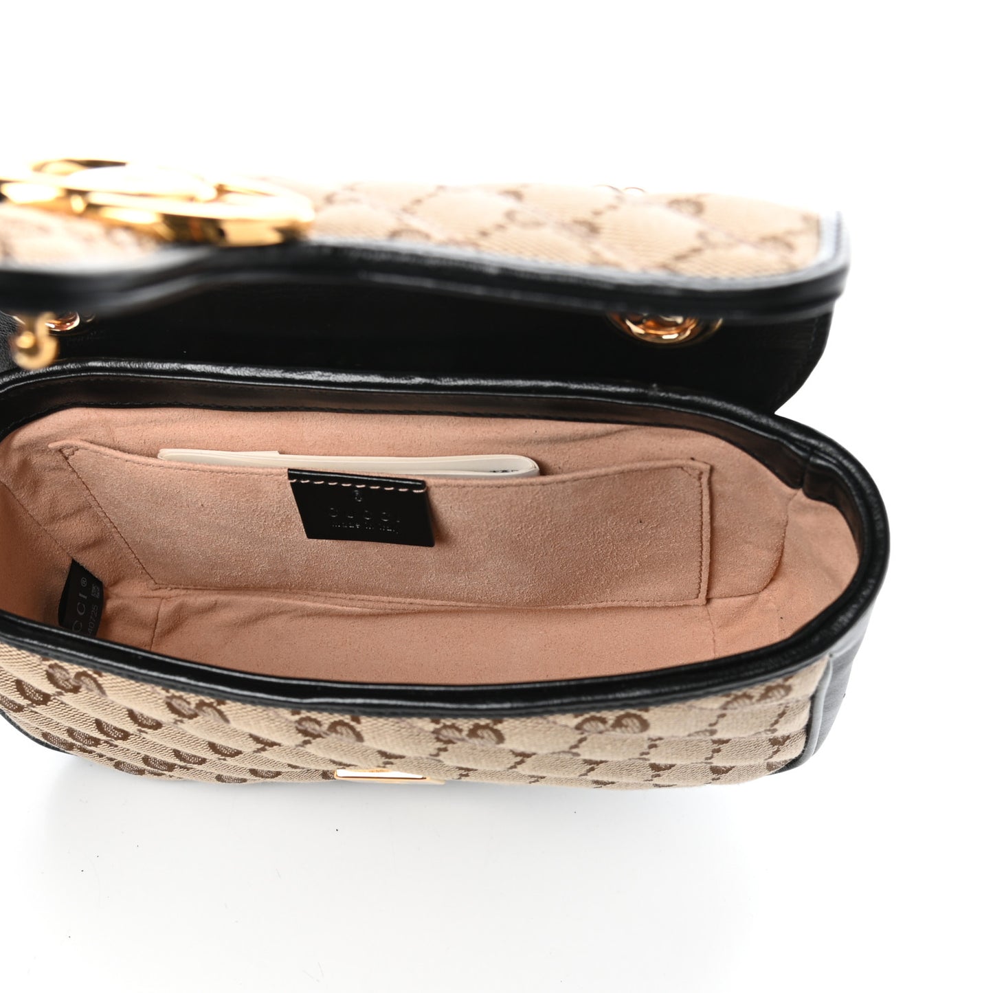 Monogram Matelasse Diagonal Mini GG Marmont Shoulder Bag Beige Black
