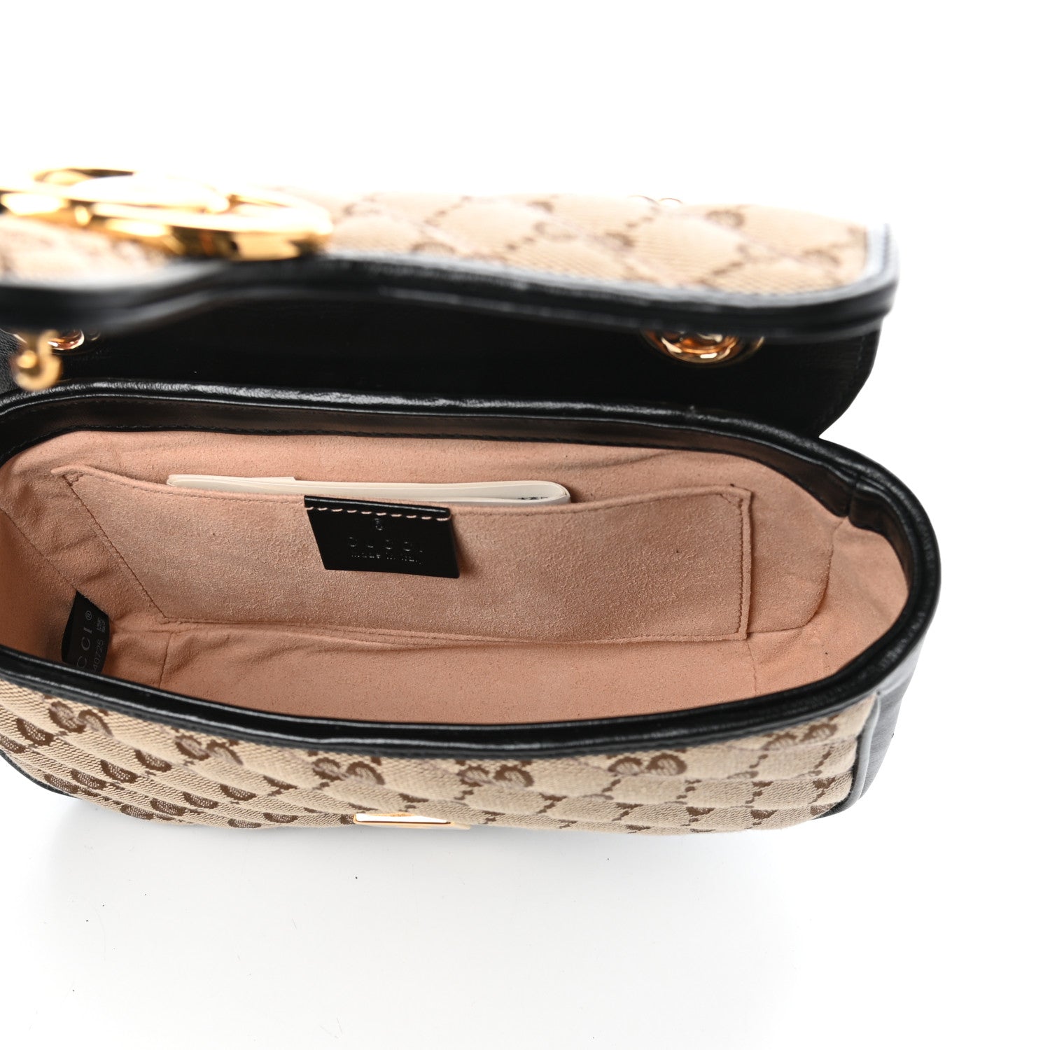 Gucci Monogram Matelasse Diagonal Mini GG Marmont Shoulder Bag Beige Black 5 of 10
