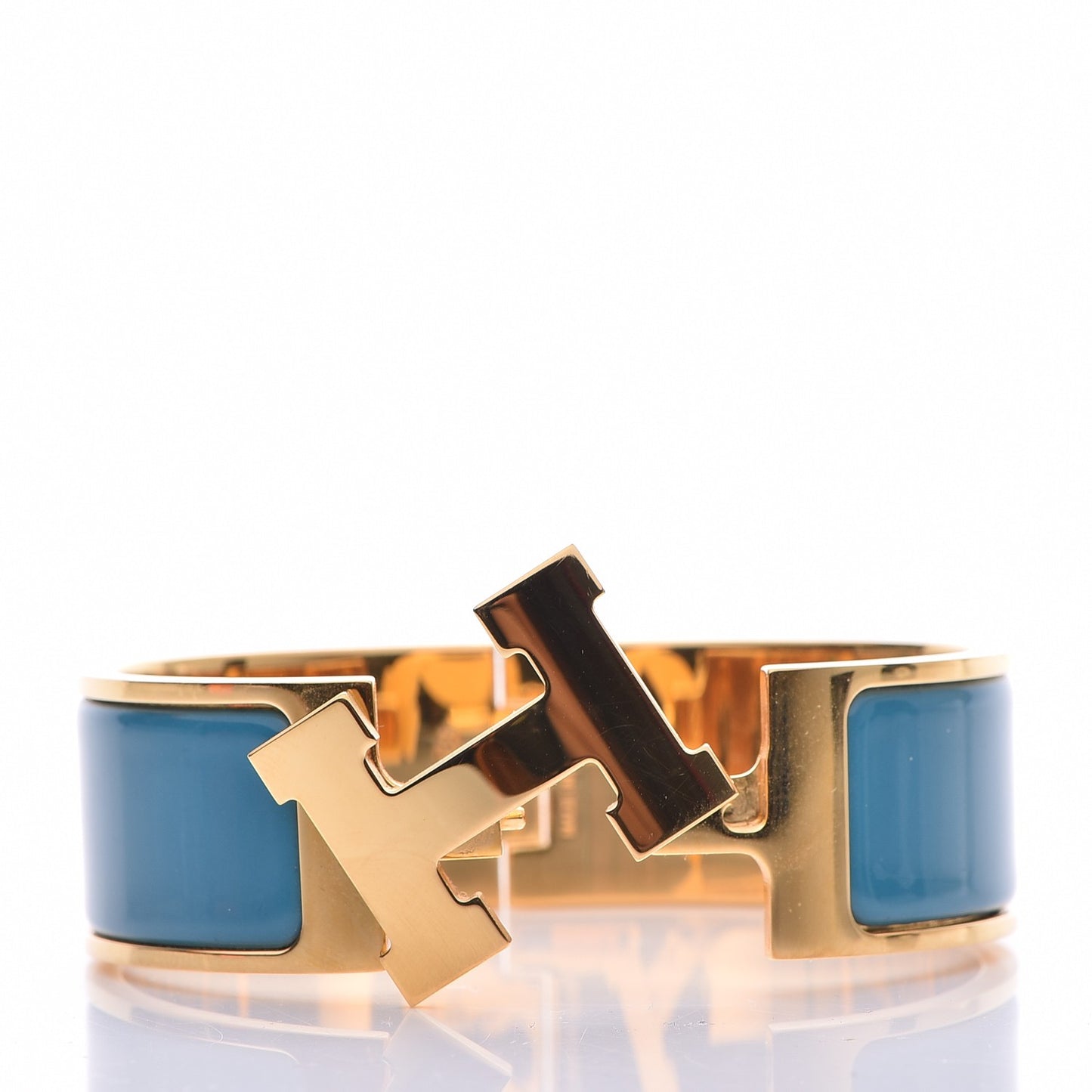 Enamel Wide Clic Clac H Bracelet PM Bleu Indien