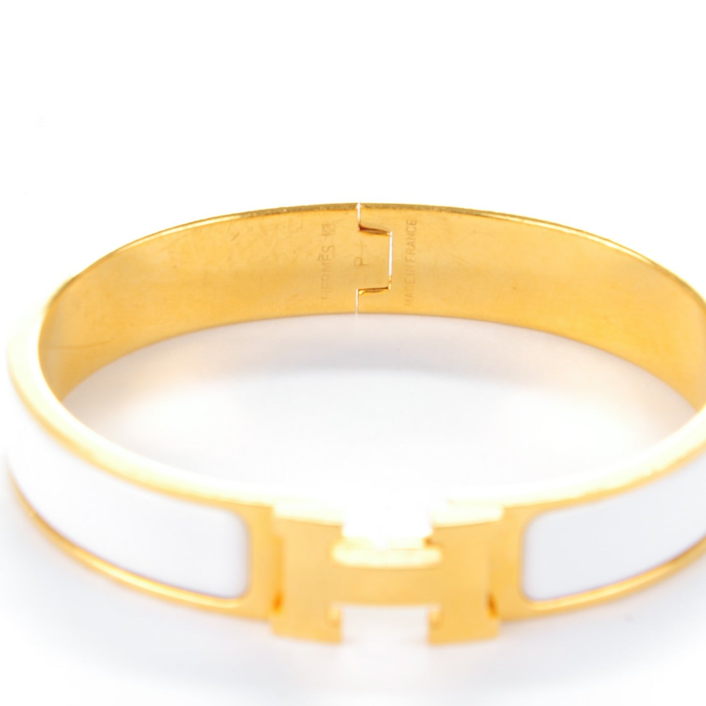 Enamel Narrow Clic Clac H Bracelet PM White