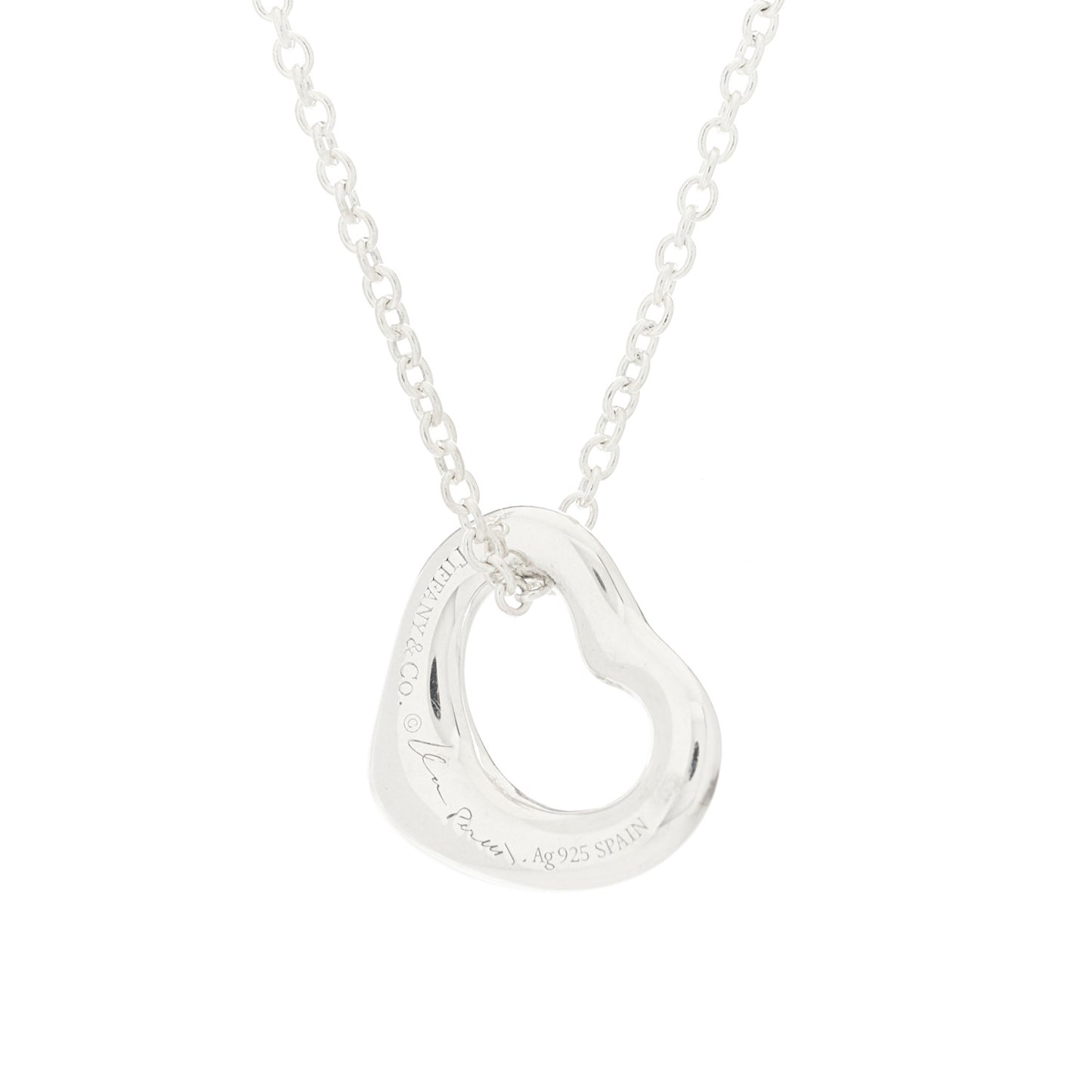 Sterling Silver Elsa Peretti 11mm Open Heart Pendant Necklace