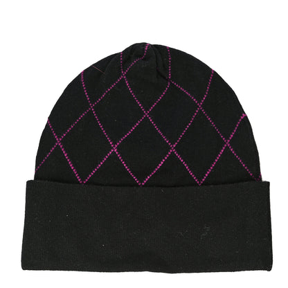 Chanel Wool Cashmere Quilted CC Beanie Hat Black Pink Purple 2 of 7