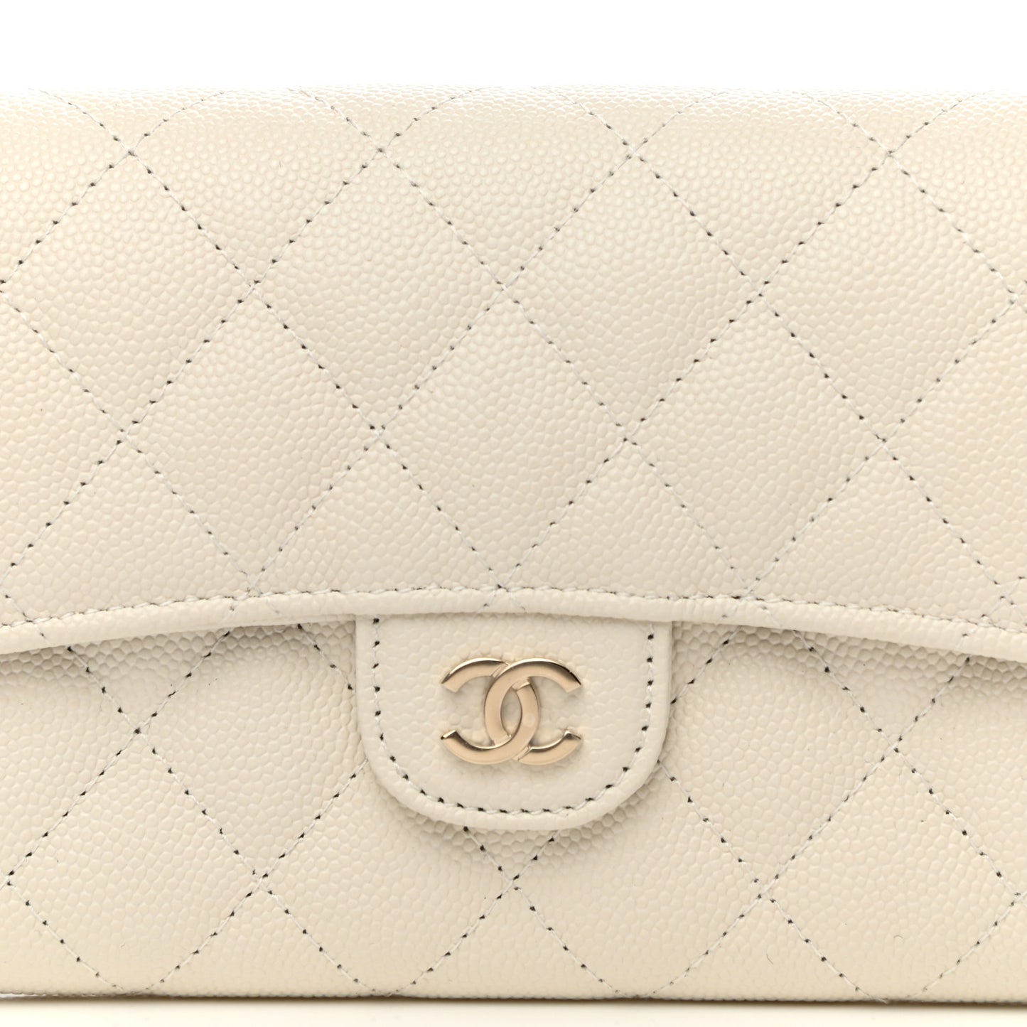 Caviar Quilted Medium Flap Wallet White