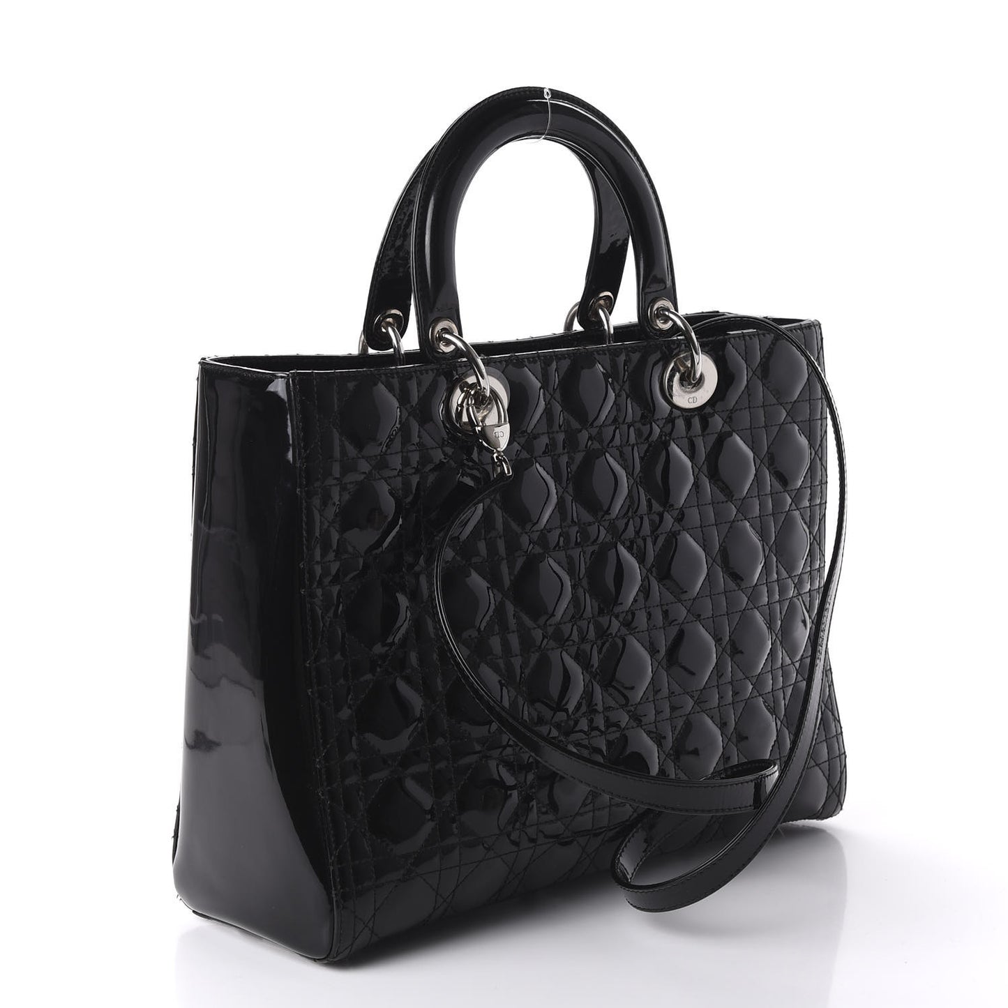 Patent Cannage Large Lady Dior Black