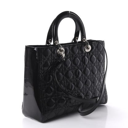 Christian Dior Patent Cannage Large Lady Dior Black 3 of 9