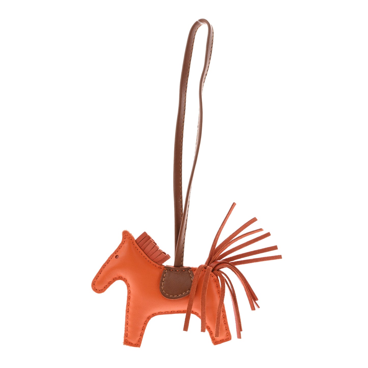 Milo Lambskin Grigri Rodeo Horse Bag Charm PM Feu Orange Fauve