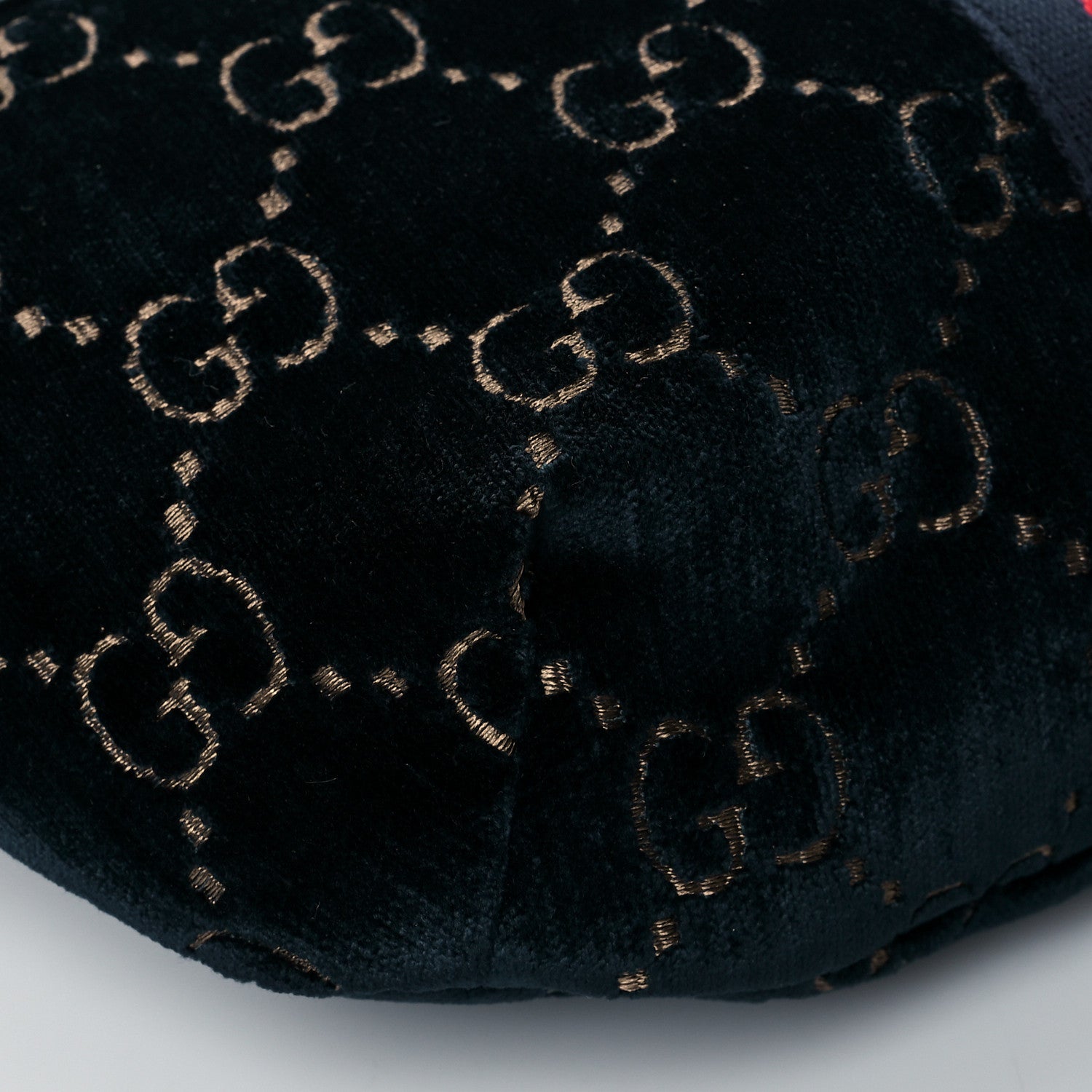 Gucci Velvet GG Monogram Web Belt Bag Blue Beige 10 of 11