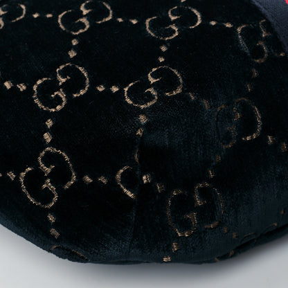 Gucci Velvet GG Monogram Web Belt Bag Blue Beige 10 of 11