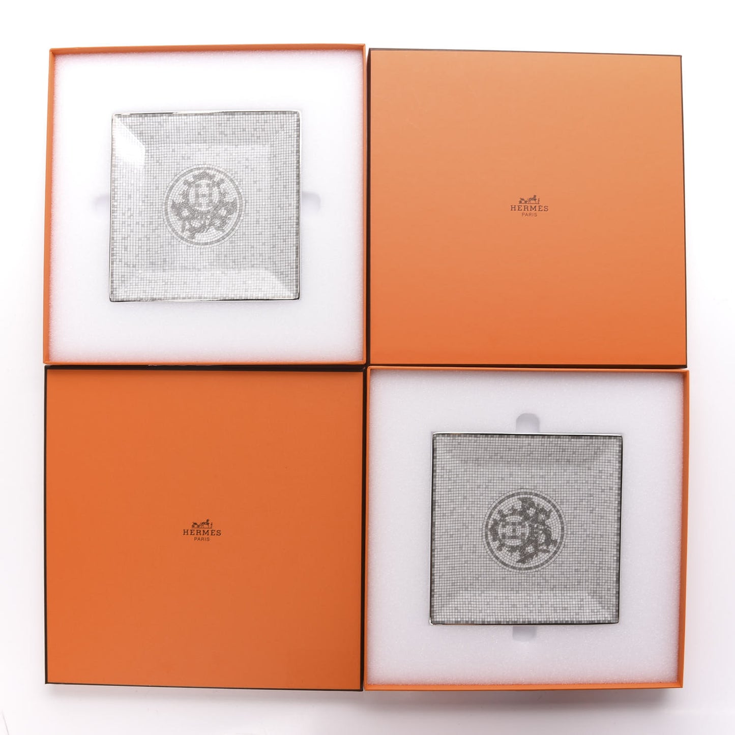Porcelain Mosaique Au 24 Square Plate Set of 2 Platine