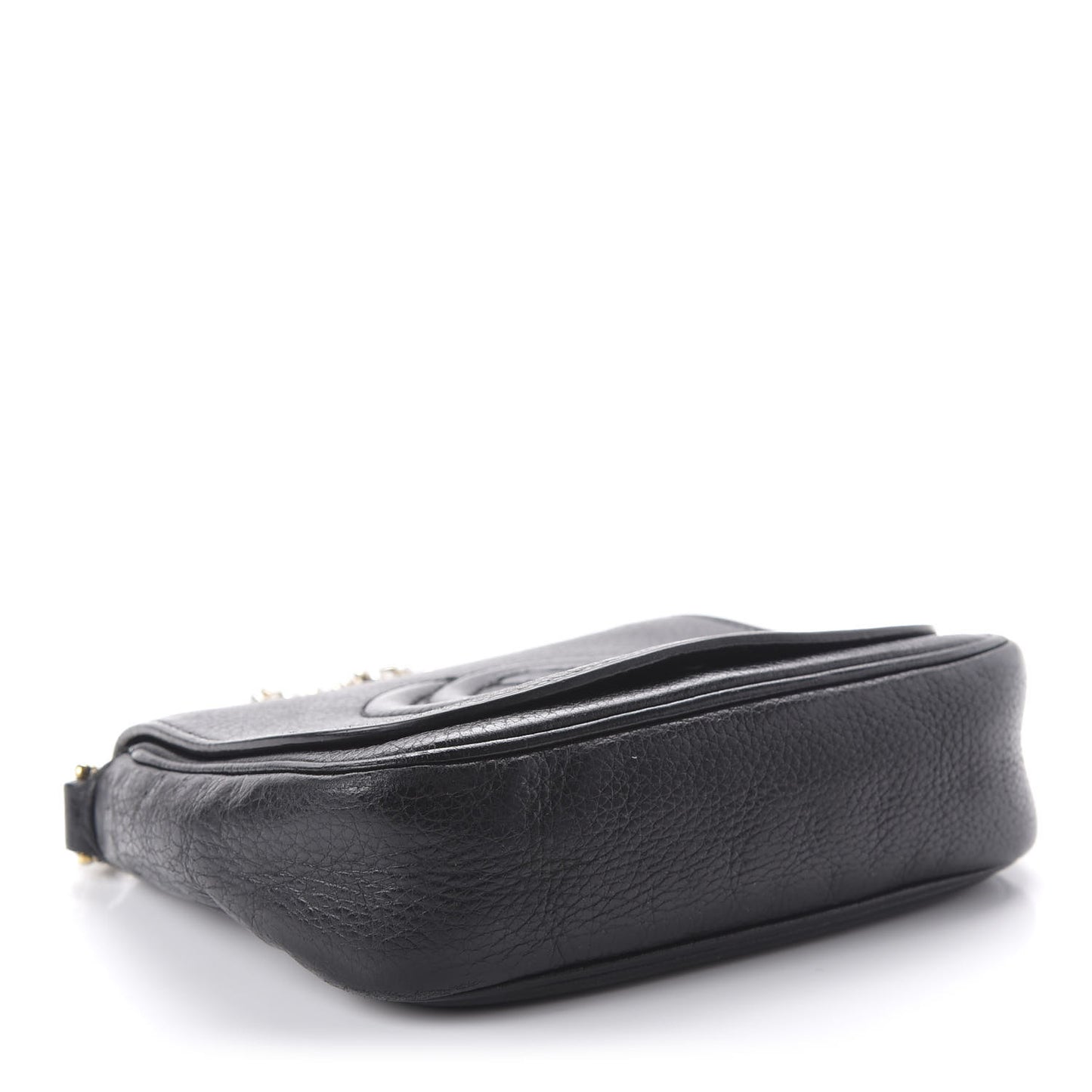 Pebbled Calfskin Small Soho Flap Crossbody Black