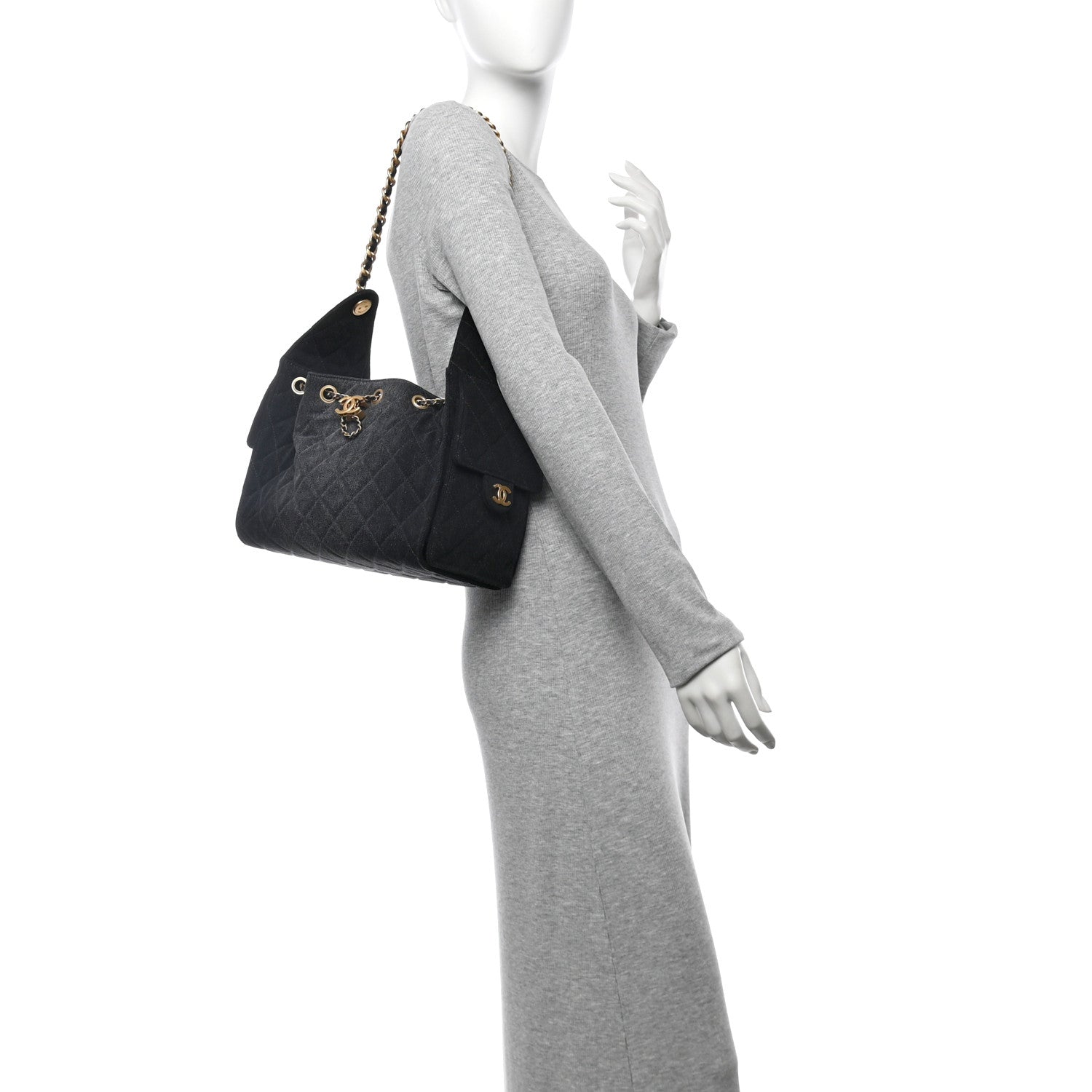 Chanel Washed Denim Quilted Small Chanel 25 Handbag Black 2 of 10