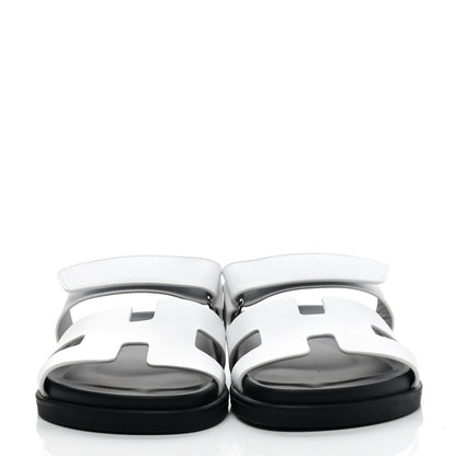 Hermes Calfskin Womens Chypre Sandals 36.5 White 2 of 8