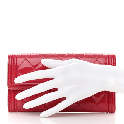 Chanel Patent Calfskin Quilted Boy Flap Wallet Pink 2 of 17