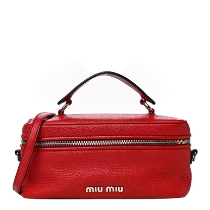 Miu Miu Goatskin Madras Top Handle Crossbody Red 1 of 12