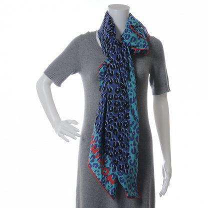 Louis Vuitton Silk Giant Leopard Square Scarf Blue Lagoon 3 of 7