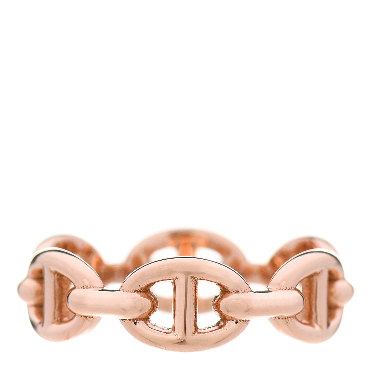 Hermes 18K Rose Gold PM Chaine D'Ancre Enchainee Ring 51 5.75 1 of 8
