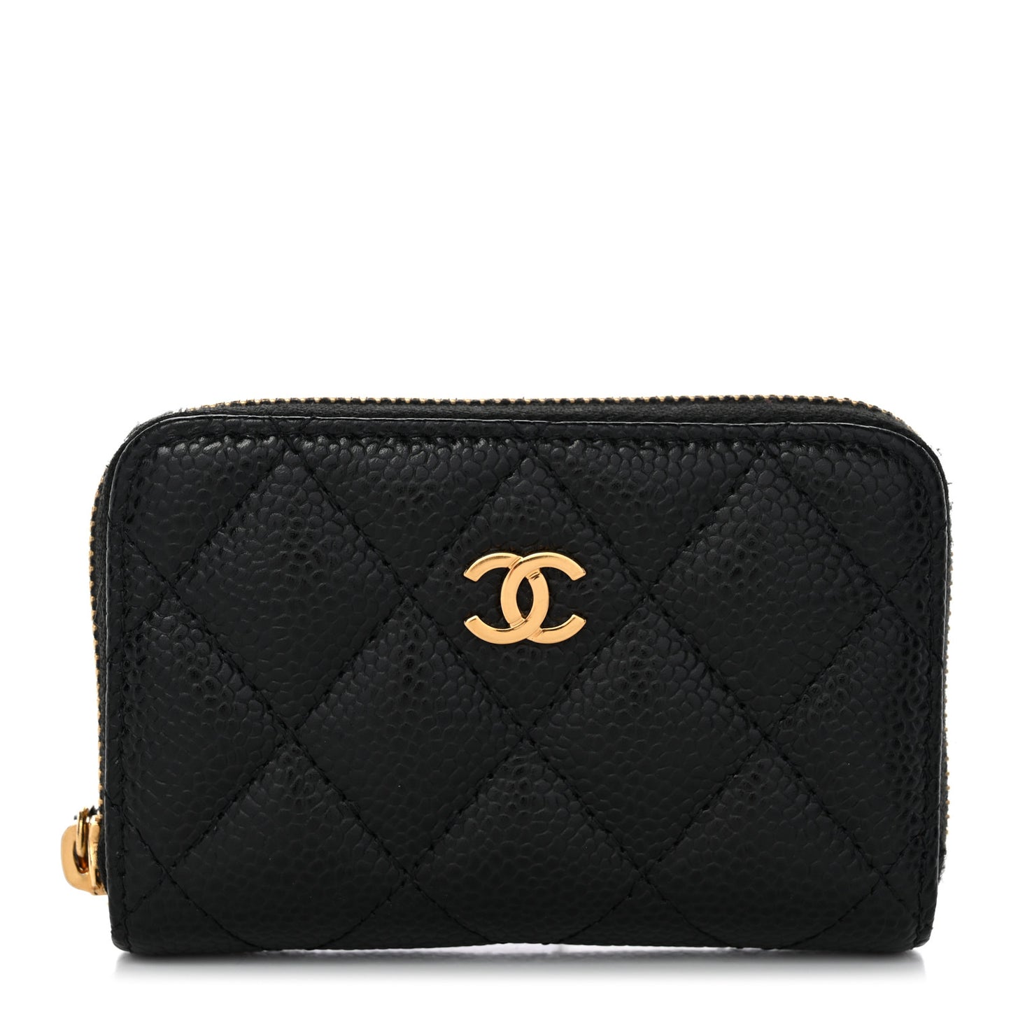 Caviar Quilted Zip Coin Purse Black