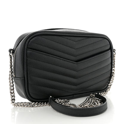 Saint Laurent Grain De Poudre Matelasse Monogram Mini Lou Camera Bag Black 3 of 11