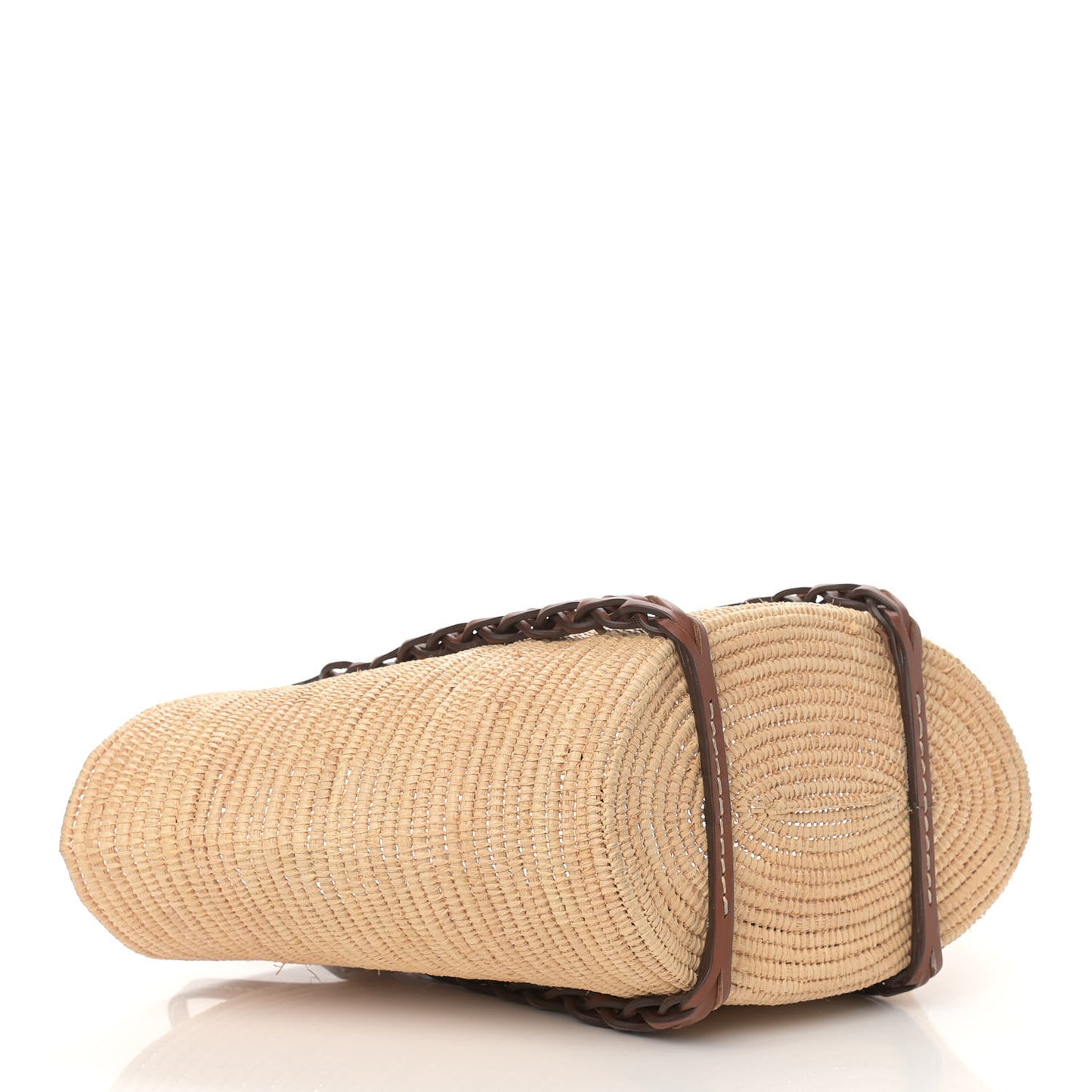 Paglia Vitello Woven Braided Basket Tote Naturale Cognac