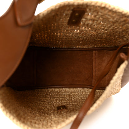 Saint Laurent Raffia Calfskin Le 5 A 7 Small Hobo Natural Brick 6 of 14