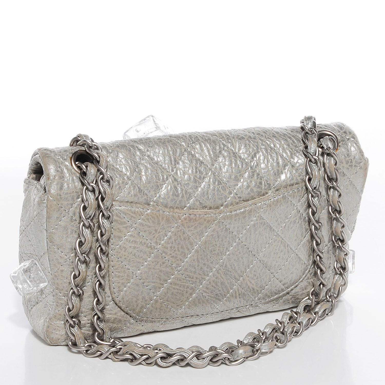 Chanel Calfskin Ice Cube On the Rocks Medium Flap Silver 3 of 7