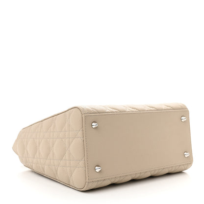 Christian Dior Grained Calfskin Cannage Medium Lady Dior Natural 4 of 13