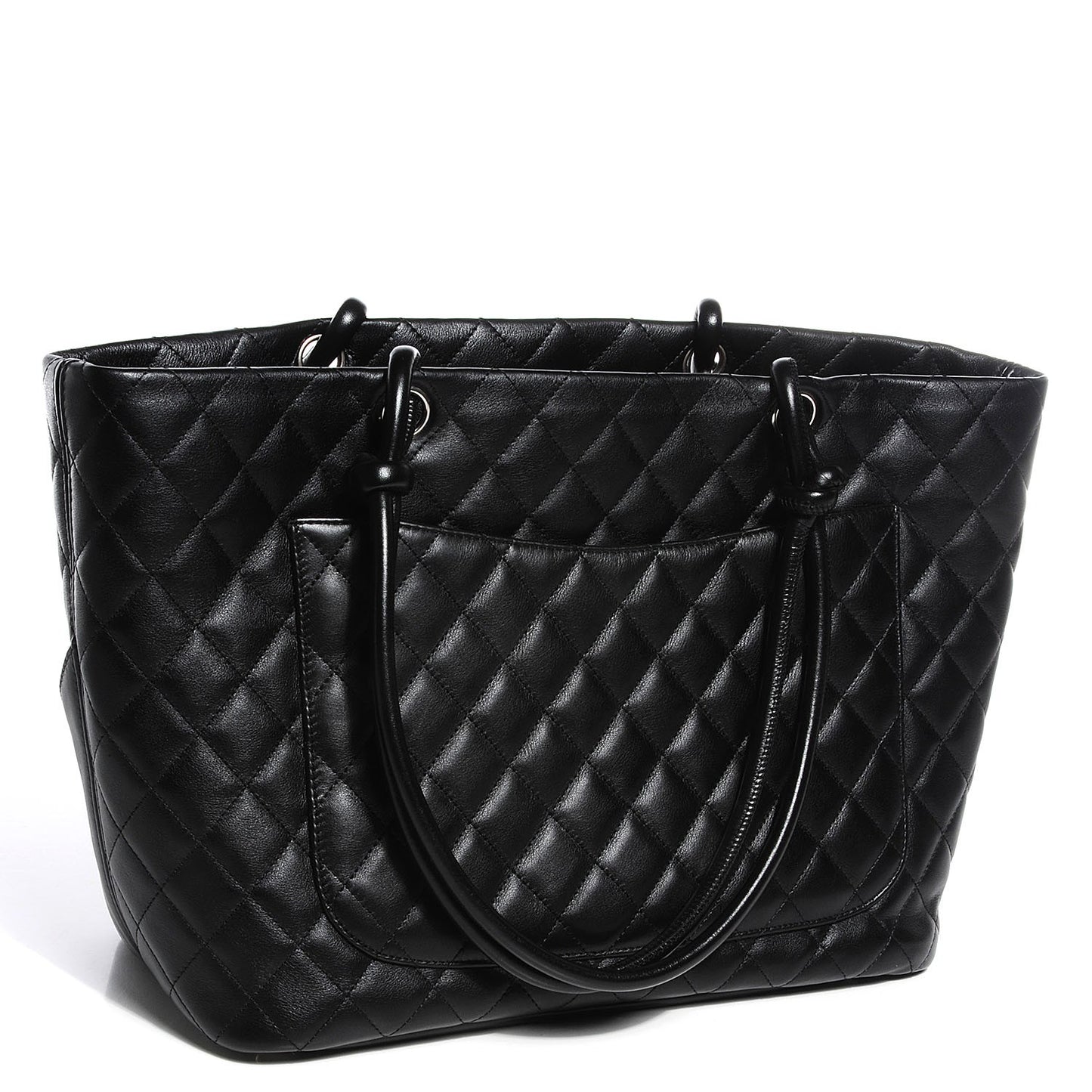 Calfskin Quilted Large Cambon Tote Black White