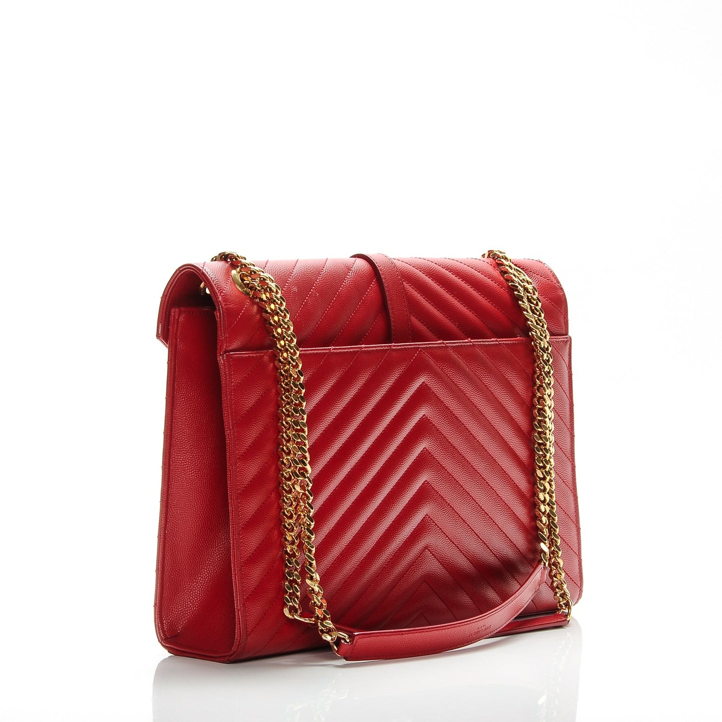 Grain De Poudre Matelasse Chevron Large Monogram Satchel Lipstick Red