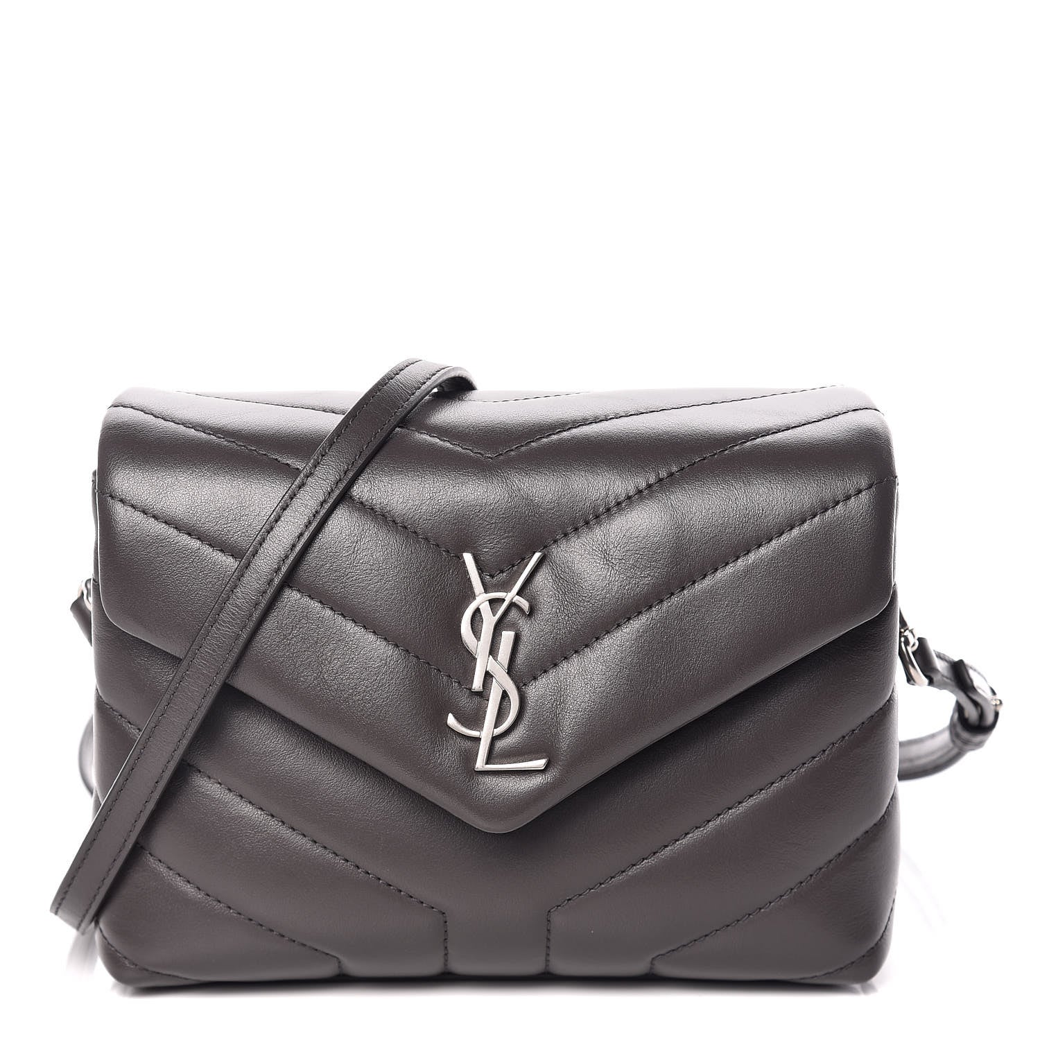 Saint Laurent Calfskin Y Quilted Monogram Toy Loulou Crossbody Bag Asphalt 1 of 12