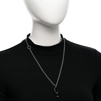 Hermes Palladium Enamel Cavalier Pendant Necklace Black 2 of 5