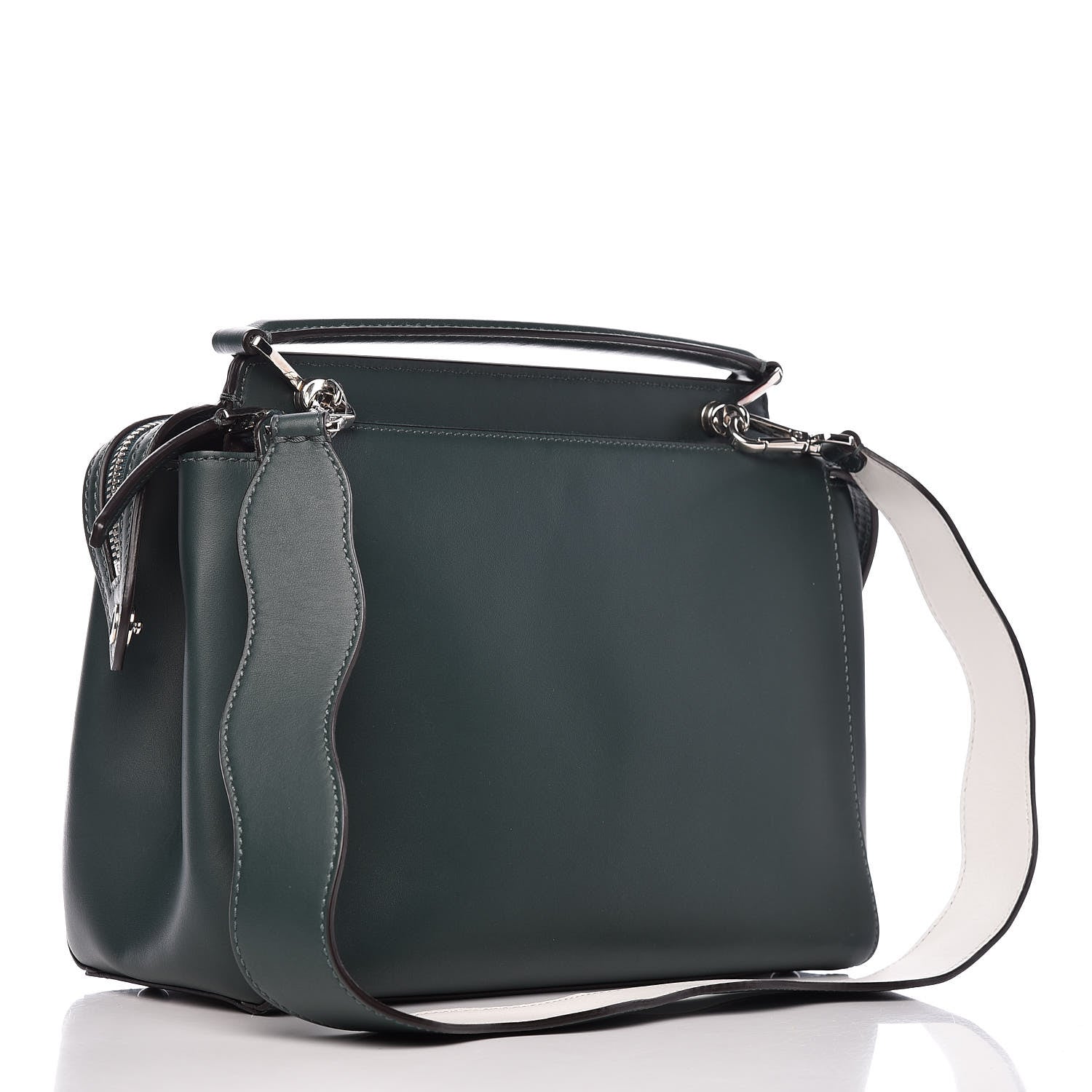 Fendi Vitello Baltico Century Dolce Waves DotCom Satchel Verde Inglese White 3 of 15