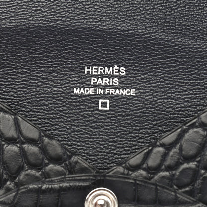Hermes Matte Alligator Calvi Card Case Bleu Marine 5 of 6