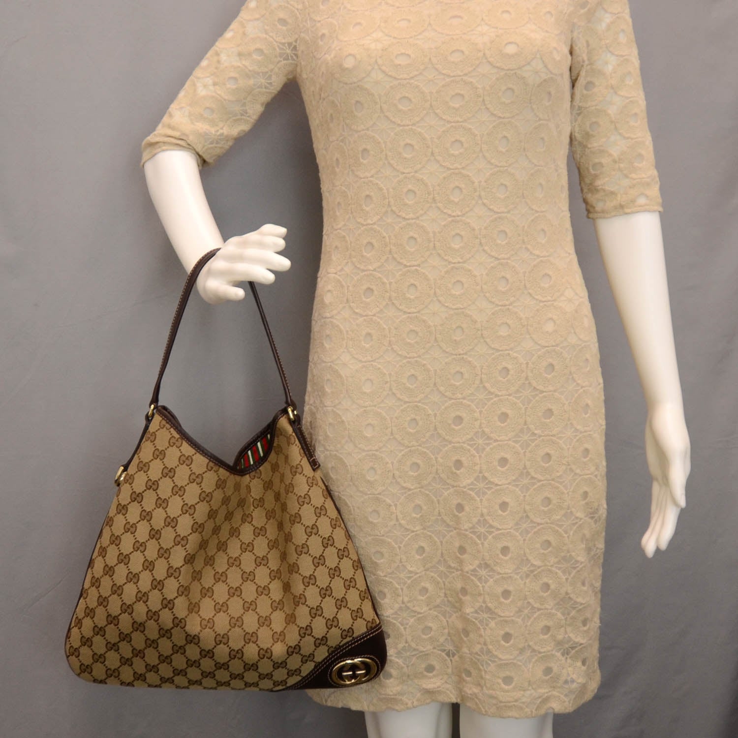 Gucci Monogram New Britt Medium Hobo Ebony 2 of 10