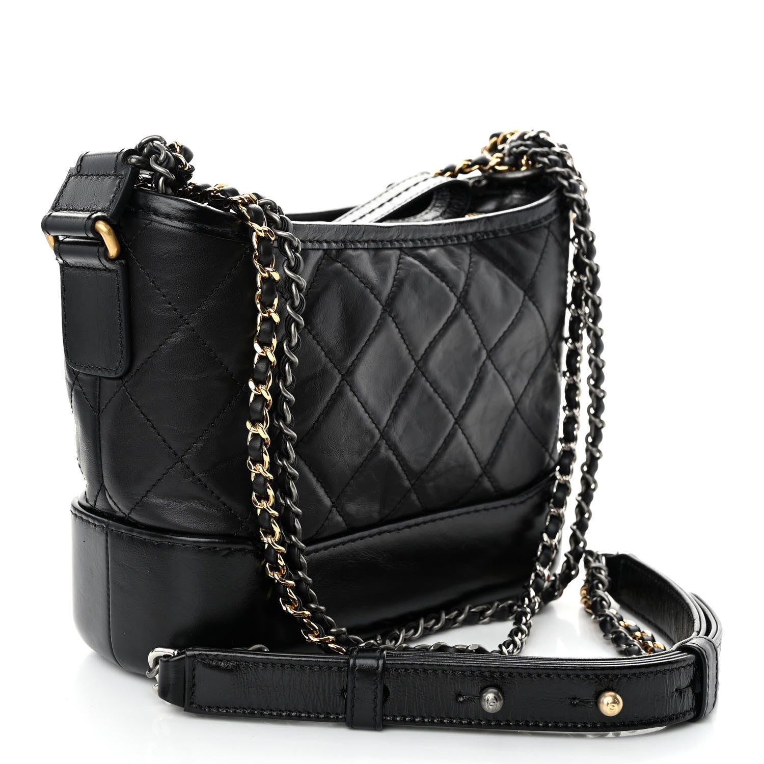 Chanel Aged Calfskin Quilted Small Gabrielle Hobo Black 3 of 9