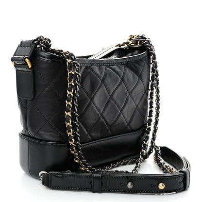 Chanel Aged Calfskin Quilted Small Gabrielle Hobo Black 3 of 9