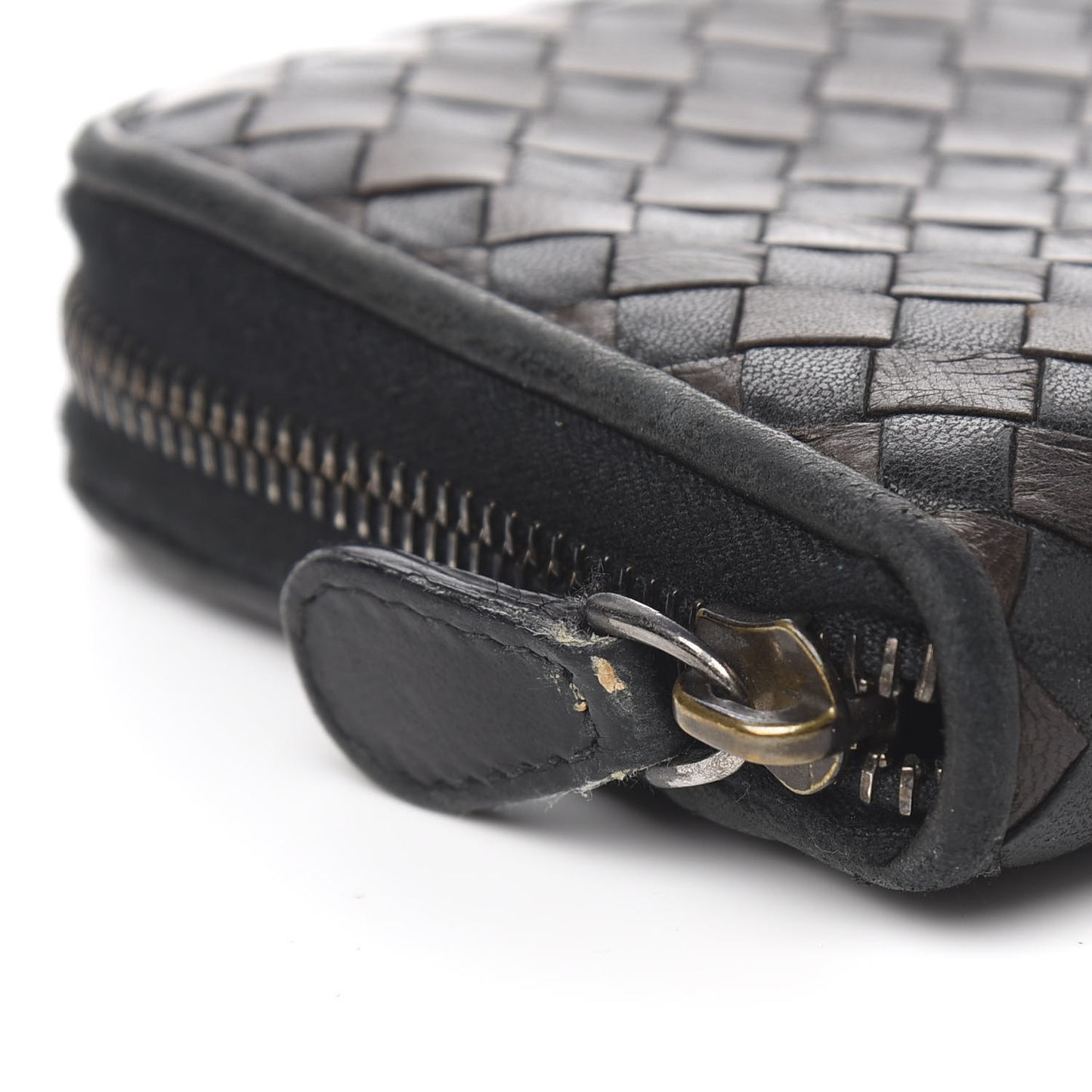 Nappa Intrecciato Zip Around Wallet Black Ebano