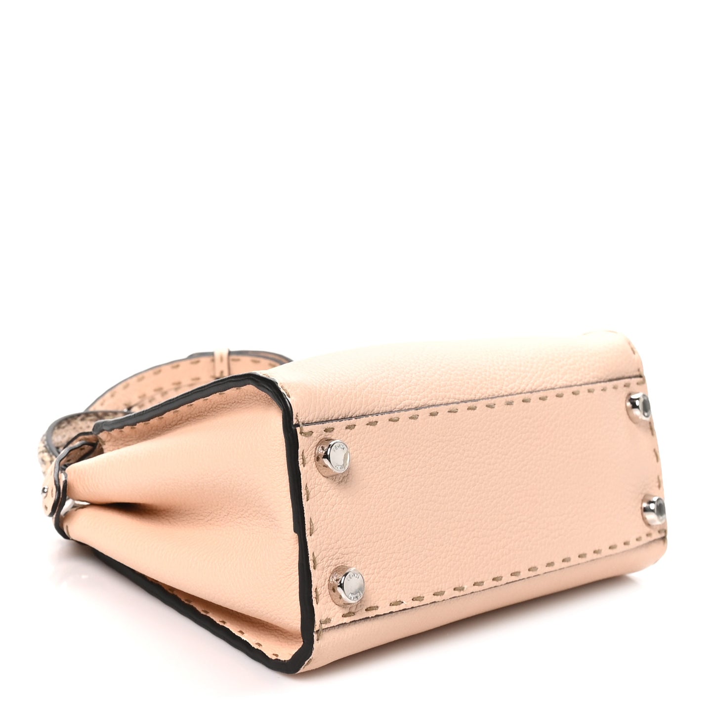 Cuoio Romano Snakeskin Selleria Mini Peekaboo Iconic Satchel Rosa Plaster